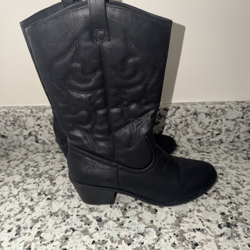 Charles Albert Women's 100% Vegan Leather Western Black Boots Yeehaw Size 11 - Picture 9 of 12